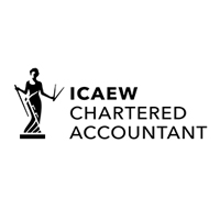 ICAEW Chartered Accountant logo – a black-and-white emblem showing a standing figure holding a staff, with the text ‘ICAEW Chartered Accountant’ beside it.